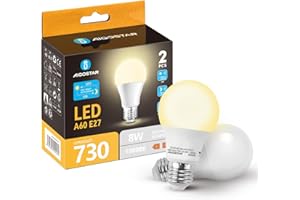 Aigostar Lampadina LED Sensore Crepuscolare, E27 Lampadina Con Sensore, 8W Luce Calda 3000 Kelvin, 730 lumen, per Veranda Giardino Porta d'ingresso Corridoio. Pacco da 2 unità.