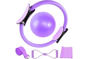 FASBET Zestaw do pilatesu do domu, zestaw do pilatesu, zestaw dla kobiet z piłką do pilatesu, 25 cm, pierścień do pilatesu, 2 taśmy oporowe, zestaw akcesoriów do pilatesu, zestaw do pilatesu, sprzęt do