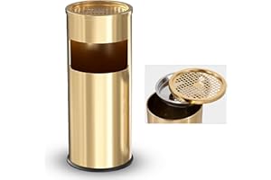 CVS HEALTH CVS Gold Standing Ashtray Cigarette Bin Outdoor Stainless Steel 250mm x 610mm, 25 x 61cm