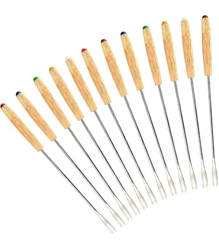COM-FOUR ® 6x Forchette per fonduta in acciaio inossidabile - posate per fonduta