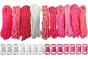 PARACORD PLANET 550 lb Type III Crafting Kits with Buckles, 140', Pink Pride