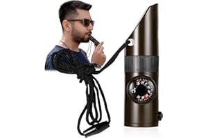 TENG HONG HUI Emergency Survival Kit Emergency Survival Whistle Led 7-in-1 Multi-function Whistle Emergency Compass With Lanyard Portable Survival Whistle Outdoor Tool For Camping Hiking Adventure Compass Whistle