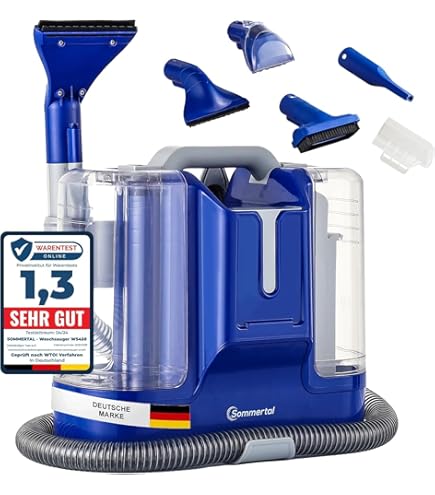 CLEANmaxx Bekleding- en tapijtreiniger Pro Steam, 3-in-1: kussenreiniger, spot-reiniger, waszuiger, vlekkenreiniger met warmwater- en stoomtechnologie voor tapijt, auto, bank enz