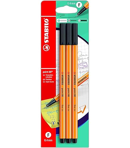Bolígrafos Dibujo Escritura Stabilo Punta 88 Fineliner - Pack De 3 Rotuladores Turquesa Para Escribir Y Dibujar Rotuladores Finos