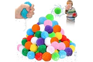 LGZIN 54 Pièces Balles à Eau Réutilisables, Ballon d'eau en Peluche, Remplissage Rapide Bombe a Eau Ballon, Bombe à Eau Splash Balle, Water Splash Ball Colorés pour Fête D'été Jeux Piscines D'eau
