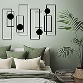 YIYA Lot de 4 décorations murales abstraites en métal noir pour chambre à coucher, salon, salle de bain, balcon, galerie