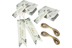 WEFINEST 200 Stück Schön Dass Du Da Bist Anhänger, Hochzeit Geschenkanhänger Hochzeit Eukalyptus Etiketten Geschenkanhänger, Geschenkanhänger Papier mit 10m Juteschnur für Deko Kommunion Konfirmation Party