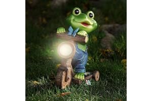 OKESYO Figurines de jardin grenouille avec lampes solaires pour l'extérieur, étanche, drôle de grenouille - Décoration de jardin avec lumière pour femme - Cadeau d'anniversaire - Décoration de jardin,