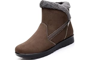 Hsyooes Zapatos Invierno Mujer Botas de Nieve Casual Calzado Piel Forradas Calientes Planas Outdoor Boots Antideslizante Zapatillas para Mujer