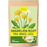 TeeLux Dandelion Root Tea Bags, Premium Raw Dandelion Root, Caffeine Free Herbal Tea 100 Count, Compostable Tea Bags