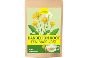 TeeLux Dandelion Root Tea Bags, Premium Raw Dandelion Root, Caffeine Free Herbal Tea 100 Count, Compostable Tea Bags