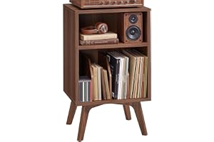 VASAGLE Skivspelarbord med Vinylförvaring, för 160 Skivor | Bord för Skivspelare, 48 x 40 x 80 cm, för Vardagsrum, Kastanjebr