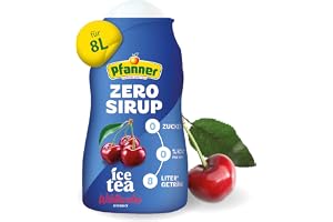 Pfanner Zero Syrup Ice Tea Wild Cherry (1 x 57 ml) - Sugar Free Drink Syrup for 8 L Iced Tea - Calorie Free & Sugar Free - Pfanner Iced Tea Flavour