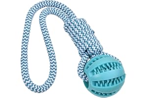 Volumoon Palla con Corda Indistruttibile per Cani - Giocattolo da Masticare 6cm Cura Dentale e Pulizia dei Denti