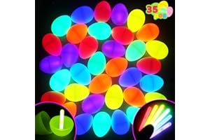 JOYIN 35 Easter Glow Eggs with Mini Glow Sticks (70PCs Total) for Kids Glow-in-The-Dark Easter Basket Stuffers Fillers Gift, Easter Eggs Hunt Game Party Favors Decorations Supplies, Classroom Prizes.