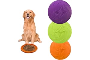 Eozighi Frisbee Giocattolo 3 Pezzo Frisbee per Cani Frisbee di Gomma per Allenamento Addestramento Facile da Trasportare Disc Dog per Cani Giochi Outdoor 15 cm (Verde, Viola, Arancione