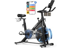 ‎MERACH MERACH Heimtrainer Fahrrad mit Magnetischem Widerstand, Leises Hometrainer Fahrrad mit Verbesserter Stoßdämpfender Luftkissensattel, Eigener App, Stabiler H-Rahmen für besseren Halt, Bis 150KG