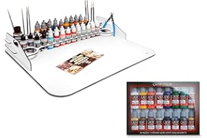 SILU Vallejo Game Color mas Paint Station con Mesa de Trabajo Grande, Organiza los botes, Pinceles y herramientas, para pintar Warhammer, Warhammer 40K, Miniaturas, Maquetas