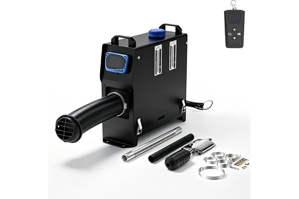ACXIN Dieselvärmare, diesel-luftvärmare, värmare för camping, svart | 12 V 8 kW, LCD och fjärrkontroll, 360° luftutsläpp, 5 l tank, timer, 0,18–0,48 l/h, -40 till +50 °C