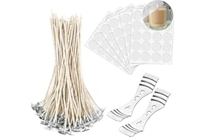 K KOOLPUG KOOLPUG Candle Wicks, 120 Pcs Organic Soy Pre-Waxed 100% Cotton Candle Wicks with 2Pcs Wick Holder, Vegan Friendly Candle Wicks Perfect for DIY Candle Making (15cm)
