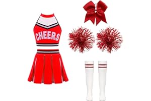 Doomiva Mädchen Cheer Leader Kostüm Karneval Fashingskotüm Zweiteiler Tanzbekleidung Set Crop Top und Minirock SportlichTanzanzug