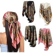 Lot De 3 Foulards Carrés En Satin 89x89 Cm - Bandanas élégants Pour Cheveux, Style Polyvalent Pour Femmes - 7