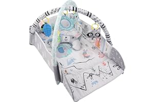 LITTLE BAMBINO Happy Space 4-in-1 Baby Play Gym with Ball Pit, Activity Mat with Hanging Toys, 110 x 102 x 50 cm, Grey