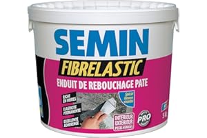 Semin Enduit de Rebouchage Élastique Fibrelastic à Base de Fibre de Verre pour Fissures Vivantes, Intérieur/Extérieur, seau de 5 kg