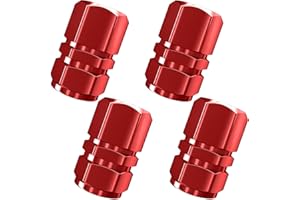 GRIZEF 4pcs Car Tyre Valve Caps, Aluminum Alloy Metal Bike Car Motorcycle ATV Tyre Tire Wheel Valve Dust Caps Covers (Red)