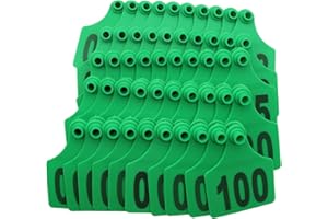 KaDdu 100pcs Livestock Ear Tags,001-100/101-200/201-300/301-400/401-500 Identification Numbered Animal Ear Tag for Cows Cattle Goats Pigs 101-200 green