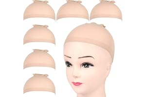 ‎FANDAMEI FANDAMEI 6 Stück Perücke Kappen Haarnetz Perücke Set Unterziehhaube Nylon Wig Caps Perückennetz Dehnbare Elastische Atmungsaktive Neutral Nackt Beige Hautfarbe Perückenkappen Haarnetz