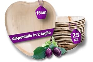 Waipur Piatti in Foglia di Palma Biologici – 25 Piatti a Forma di Cuore 15 cm – Piatti usa e getta Eleganti di Alta Qualità – Leggeri ma Resistenti – Piatti da Matrimonio