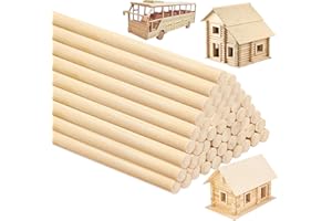 DOITEM 50 Varillas de Madera Natural sin Tratar para Manualidades y Bricolaje (150 mm x 5 mm)