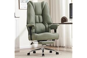 EXCEBET Ergonomic Office Chair – High Back PU Leather Executive Desk Chair with Adjustable Armrests, Swivel Computer Chair for Home Office, Heavy Duty Support up to 400 lbs (Light Green-1)