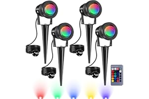 ‎KEFFLUM kefflum 10W RGB Gartenbeleuchtung Scheinwerfer LED Strahler Gartenlampe mit Erdspieß IP65 Wasserdicht Gartenstrahler für Außen Spotbeleuchtung Bodenleuchte Teichstrahler (4er Pack)