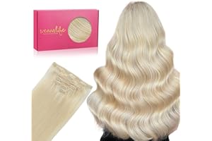 ‎WENNALIFE WENNALIFE Clip in Extensions Echthaar, 70g 7pcs 50cm Bleichblond Echthaar Extensions Clip in Remy Clip in Extensions Natürliche Haarverlängerung Echthaar