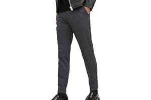 JACK & JONES Pantaloni Chino in tessuto morbido ed elasticizzato, vita normale e vestibilità slim. Bordi con risvolto. Grigio 34W / 32L Grigio scuro