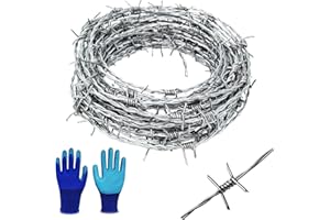 YAGJIA Drut kolczasty 1,6 mm x 8 m, 4-punktowe ogrodzenie z drutu kolczastego, rolka drutu kolczastego ocynkowana, mocny i elastyczny, na balkon, do ogrodu, kija baseballowego lub rzemiosła