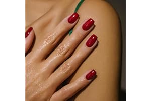 TMUT 24pcs Square False Nails Short Stick on Nails Burgundy Press on Nails Removable Glue-on Nails Fake Nails Women Girls Nail Art Accessories