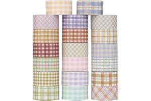 LGEGE 20 rotoli di nastro Washi Tape a griglia multicolore, 20 mm di larghezza, motivo a scacchi, decorazione giapponese con nastro di mascheratura per scrapbook, Bullet Journal (2 m)