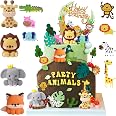 Set Decorazioni Per Torta Compleanno Giungla - 11 Pezzi Con Animali, Arcobaleno E Scritta Happy Birthday - 2