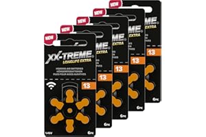 XX-Treme Longlife Extra Hearing Aid Batteries Type 13-30 Pieces Hearing Aid Batteries Designed for Highest Performance - Pack of 5 Blister Packs of 6 Hearing Aid Batteries - PR48 Colour Code Orange