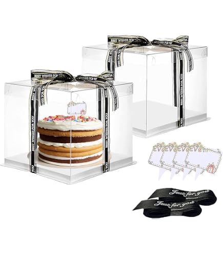 Scatole Per Torte Trasparenti 2 Pezzi 22x22x24 Cm – Portatorte Con Coperchio Per Dolci, Pasticceria E Cupcake, Pratiche E Impilabili