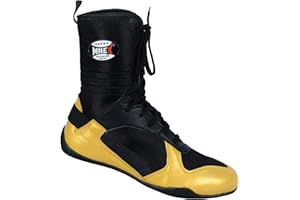 MNEX PRO FIGHTING LIMITED Ultimate Performance Shoes - Boxing, Wrestling, MMA - Premium Leather, Rubber Sole - Comfortable, Durable - Sizes 7-11 UK Red and Gold