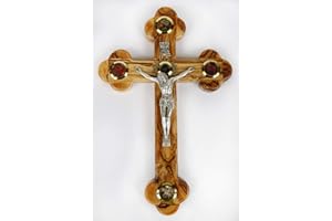 Jerusalem Crucifix from Bethehem with 14 stations, olive wood, 27.9 cm