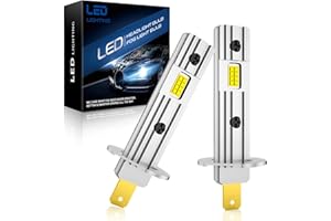 SHINYY Bombillas H1 LED 16000LM, [2023 Nuevo] 6500K Blanco 12V 400% Luminosidad Bombilla LED H1 Faros de Coche para Luz de Cruce y Carretera Lámparas, 1:1 Reemplace Halógenas y Luces Xenón, 2PCS