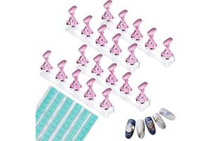 BLUESEABUY 4 zestaw do paznokci akrylowy stojak na paznokcie z 102 szt. Wielokrotnego użytku klej (różowy)