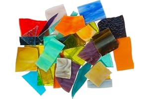 SELLINER Buntglas Blätter,Glasmosaik Bastelset mit Verschiedenen Farben und Formen, Buntglas für handgemachte DIY Kunst Handwerk und Wohndekoration (200g/7oz Pack)