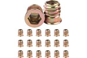 20 Stück Einschraubmutter M6x15mm, Jeboler Gewindeeinsätze Einpressmuttern Gewindehülsen Einschraubhülse, Gewindeeinsatz Holz Einschraubhülse Hülsenmutter, Zink Einschraubmuffen für Holzmöbel