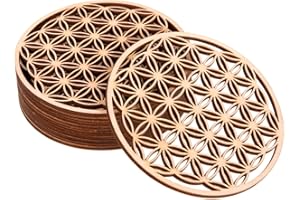 ‎PROARTS ProArts Blume des Lebens Untersetzer - Untersetzer Gläser Set von 10 Stück 10x10cm - Untersetzer Holz für Getränke und Kaffee-Tee - Tassenuntersetzer